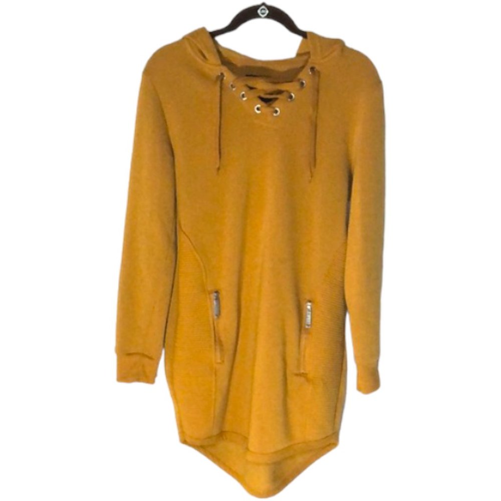 Love Saffron/Yellow Tunic Length Pullover Hoodie - Size M